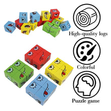 Magical Expression Puzzle: Wooden Face Changing Cubes Game